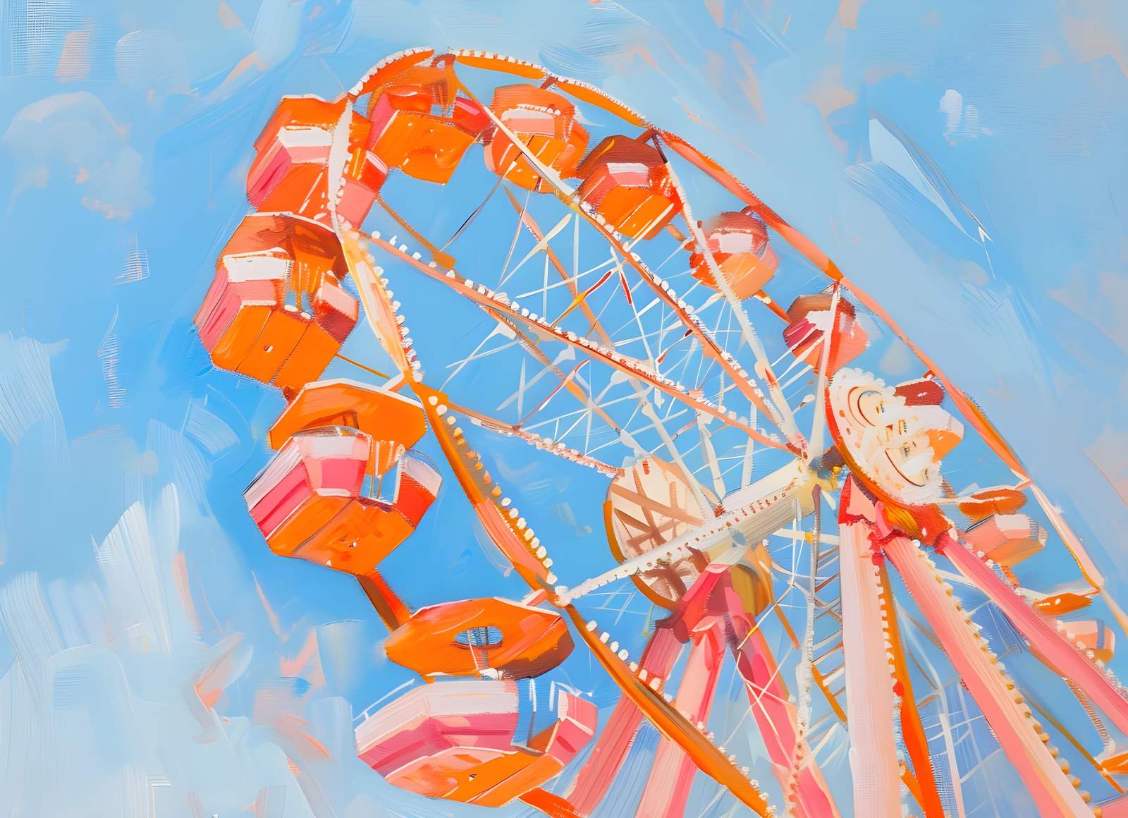 Vibrant Ferris Wheel Wall Art - Amusement Park Art