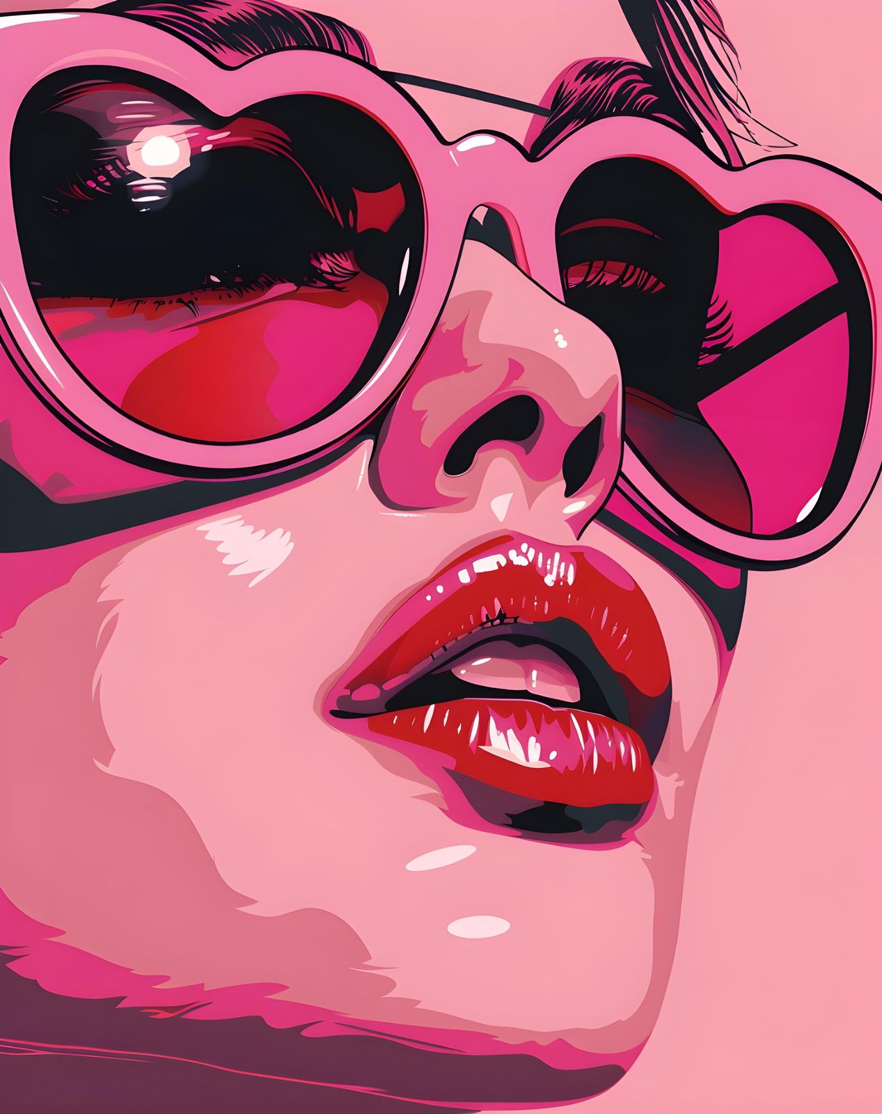 Pop Art Pink Heart Sunglasses Babe Wall Art
