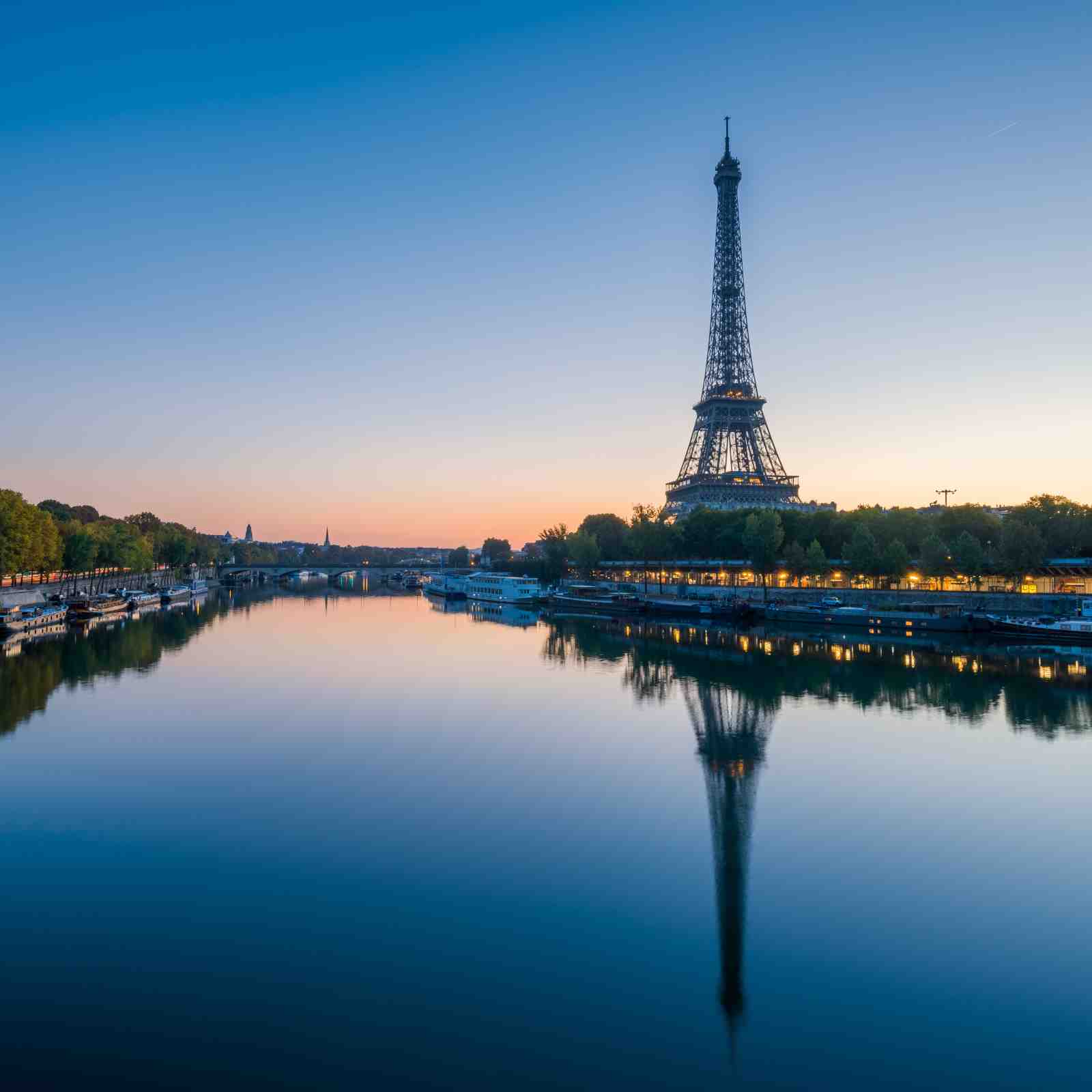 Eiffel Tower Paris Seine River Dusk Wall Art