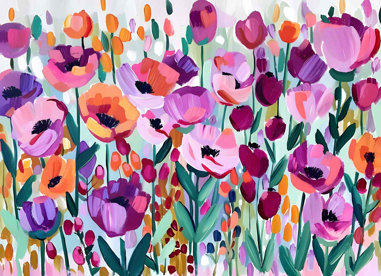 Vibrant Floral Burst Abstract Wall Art