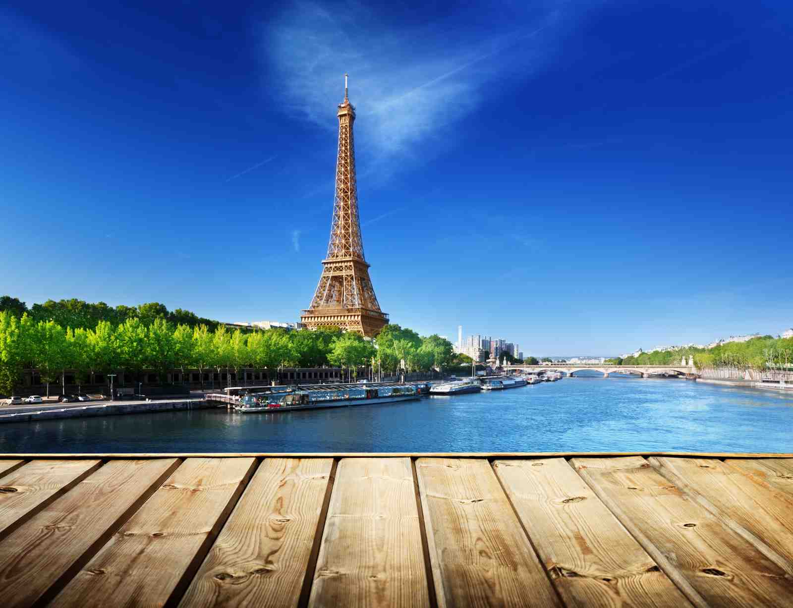 Eiffel Tower Paris River Scene Wall Art