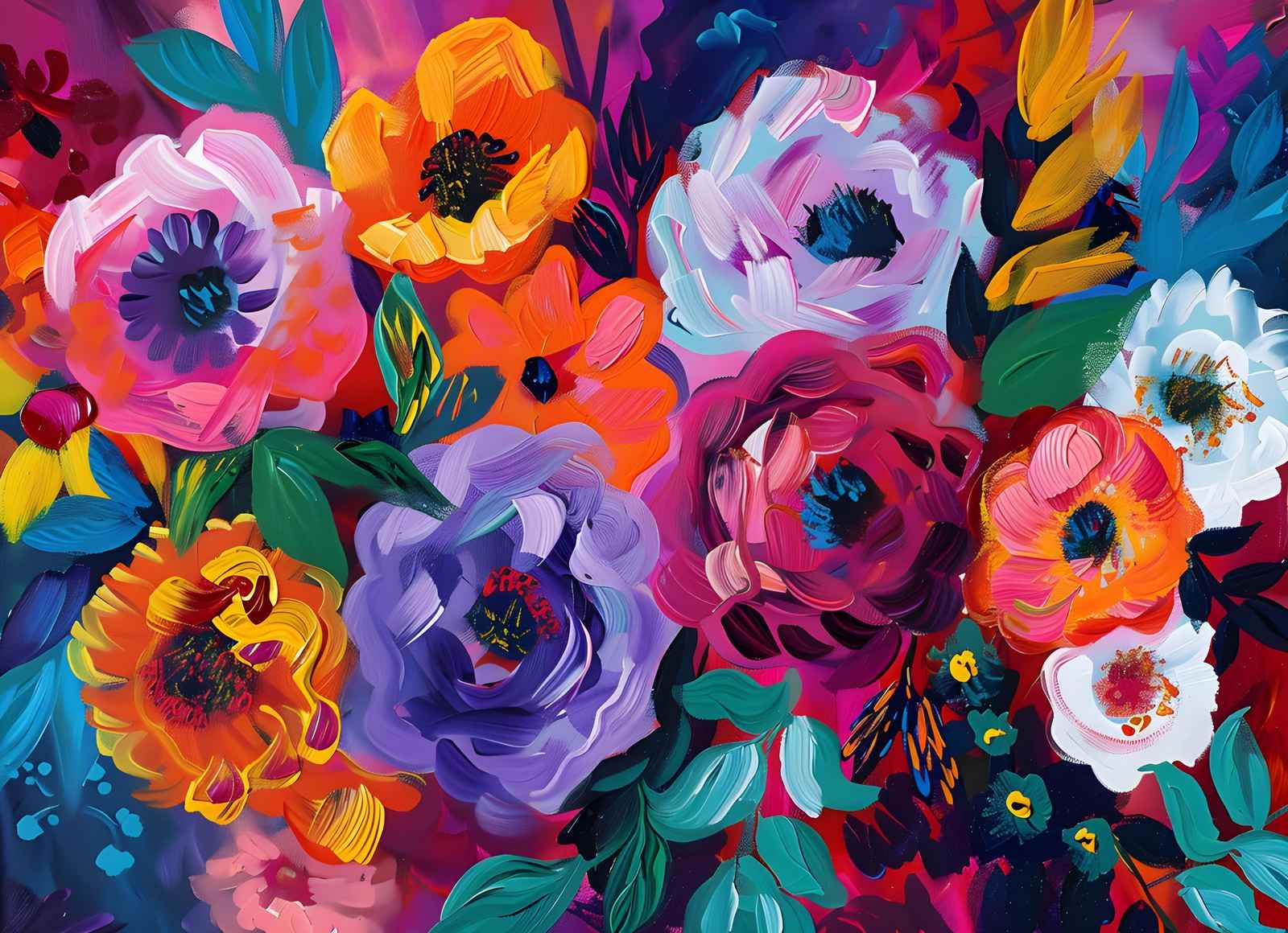 Vibrant Floral Explosion Wall Art
