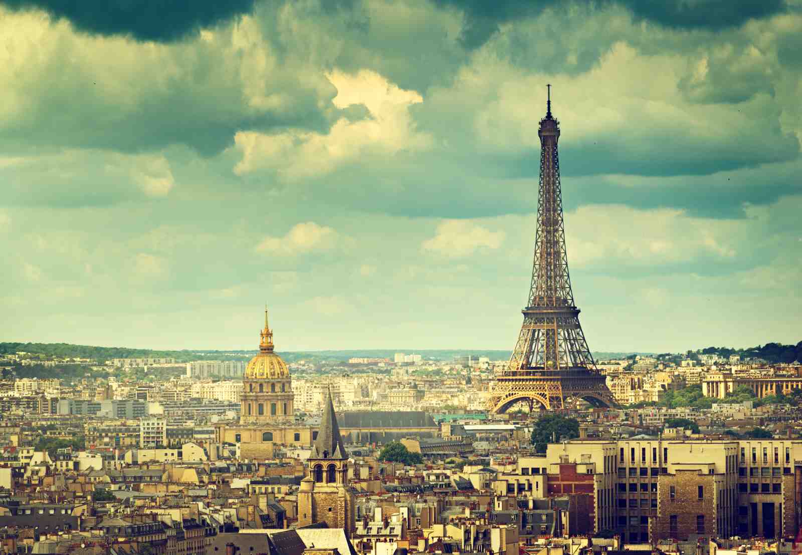 Eiffel Tower Paris Skyline Vintage Wall Art