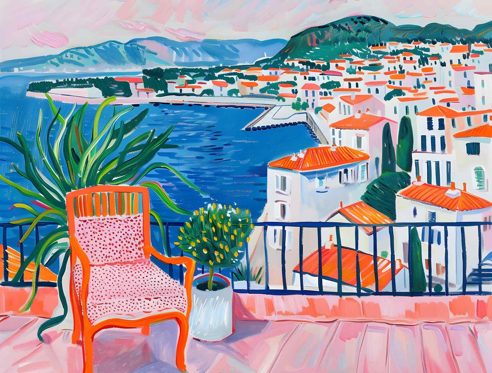 Vibrant Mediterranean Balcony Wall Art