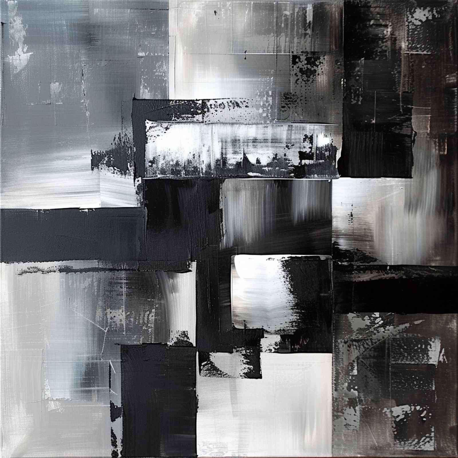 Monochrome Abstract Geometric Wall Art