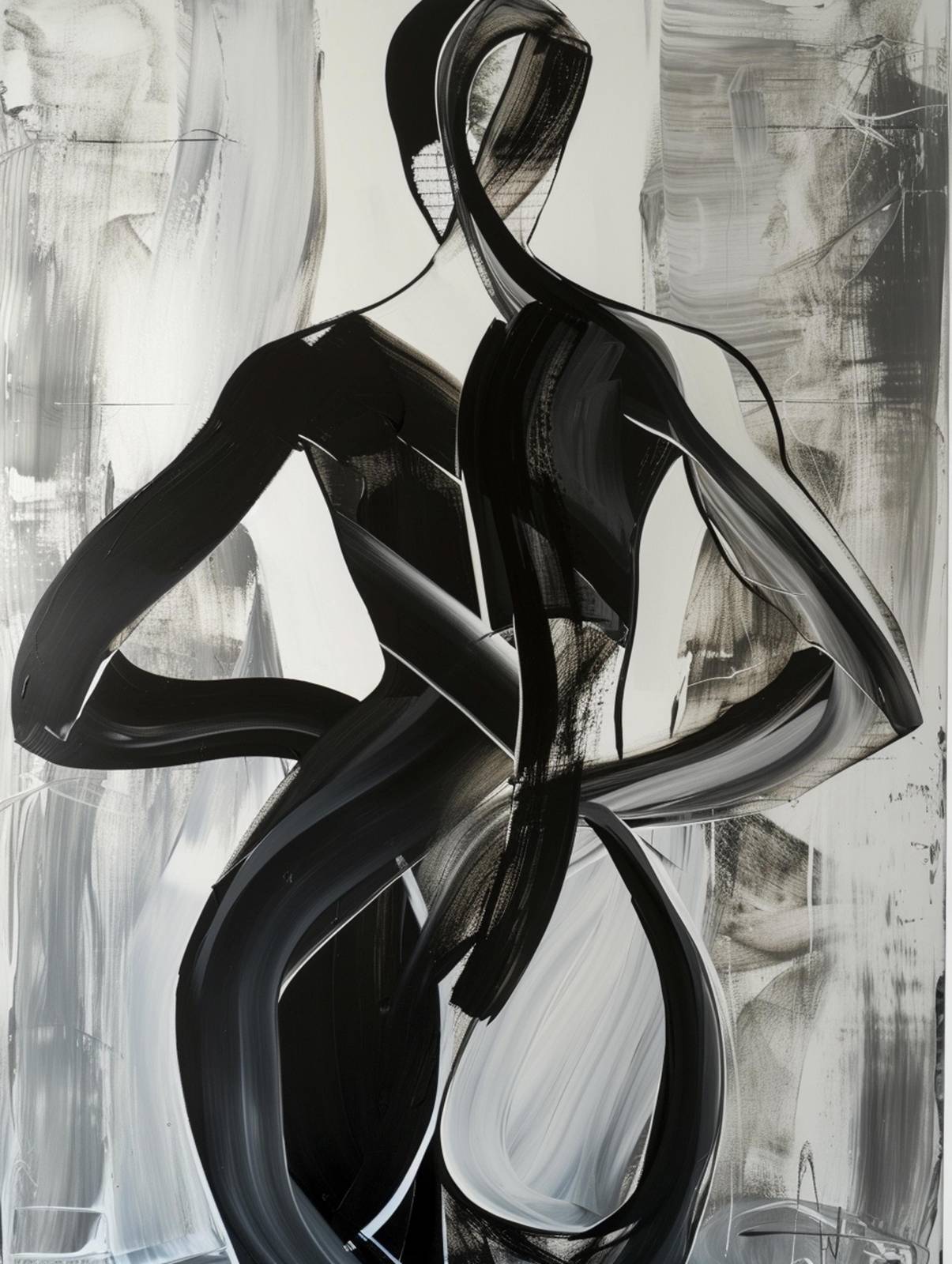 Abstract Figure Black & White Wall Art