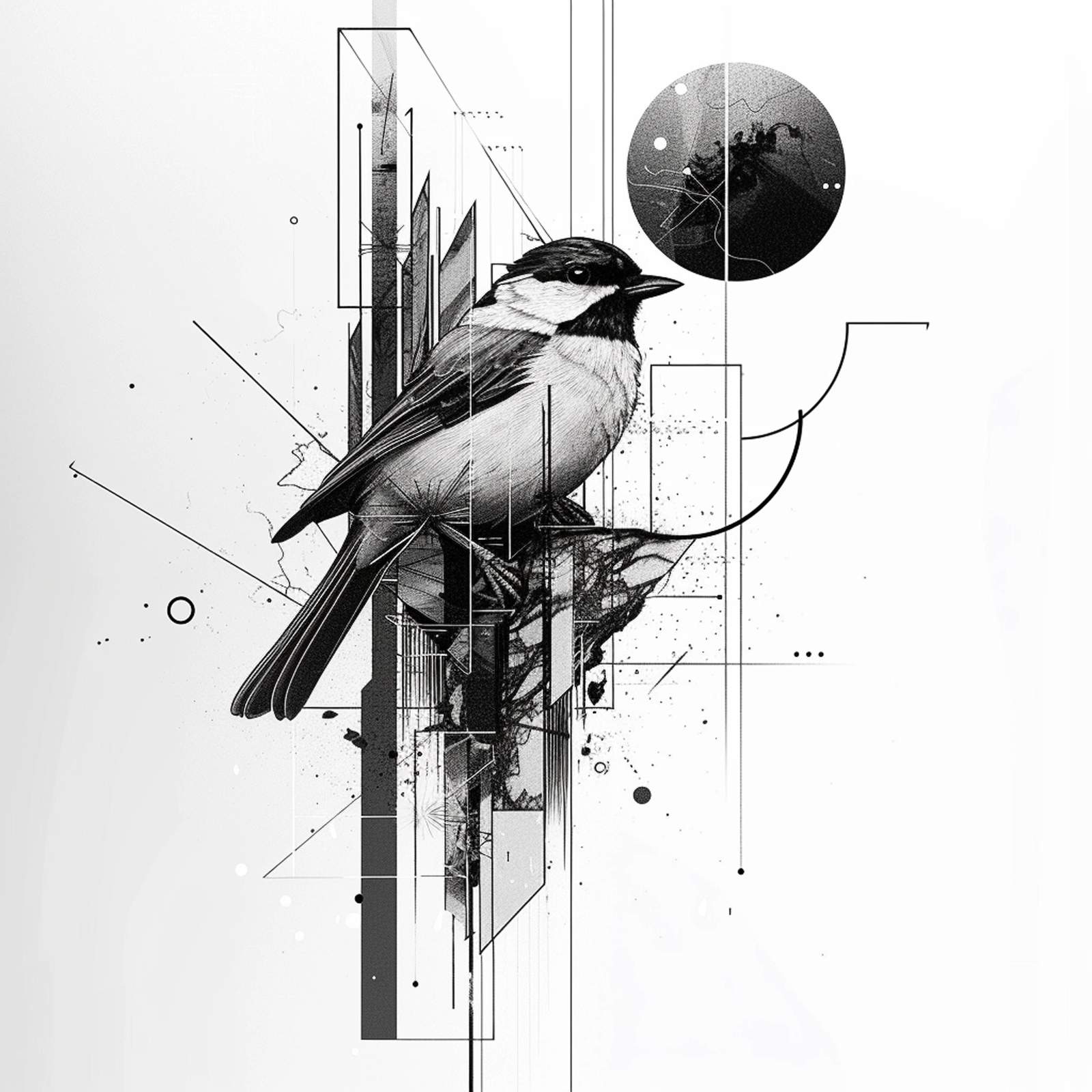 Geometric Bird Sketch Wall Art