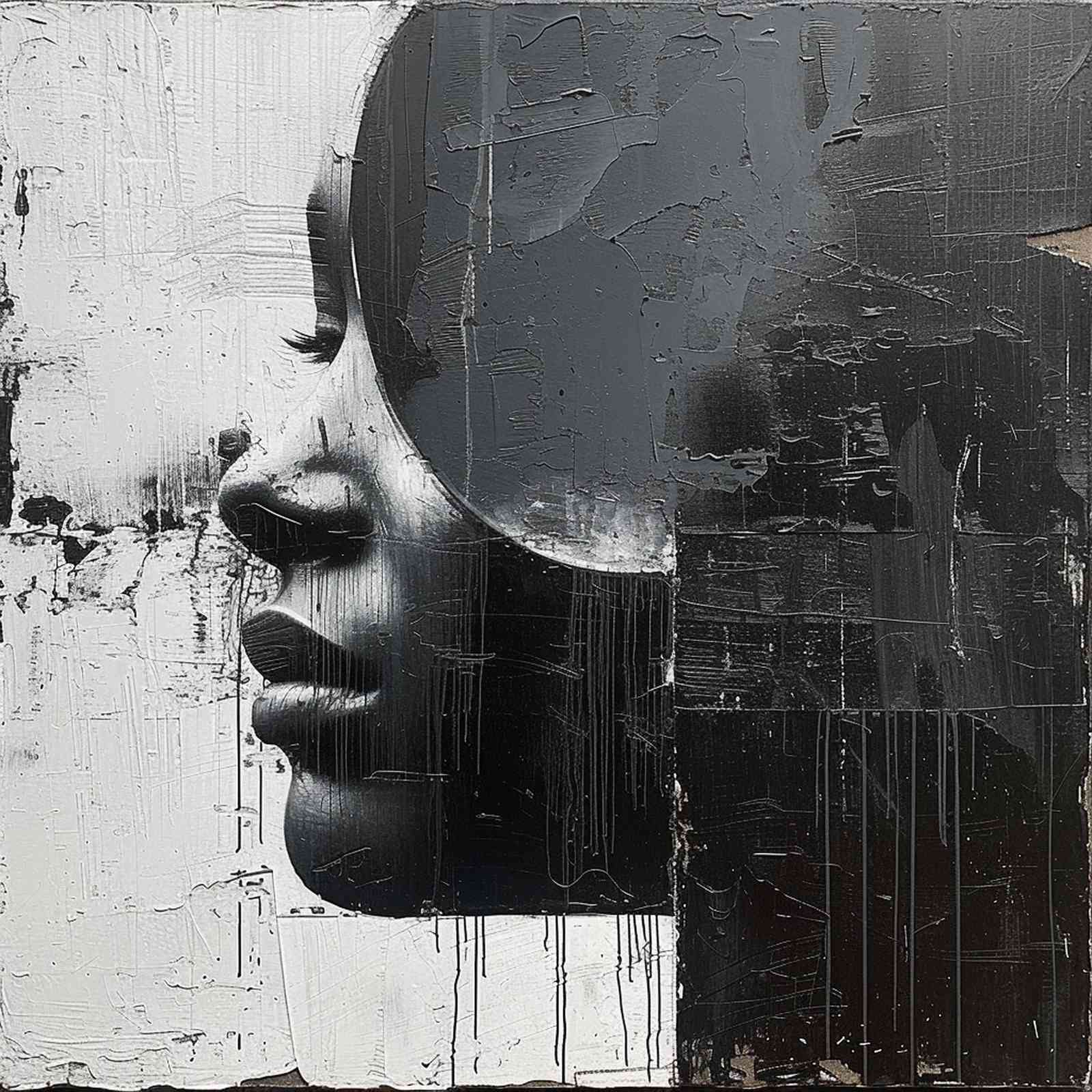 Abstract Portrait Textured Wall Art