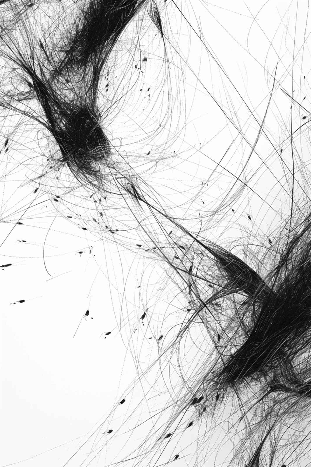 Abstract Black & White Hair Strands Wall Art