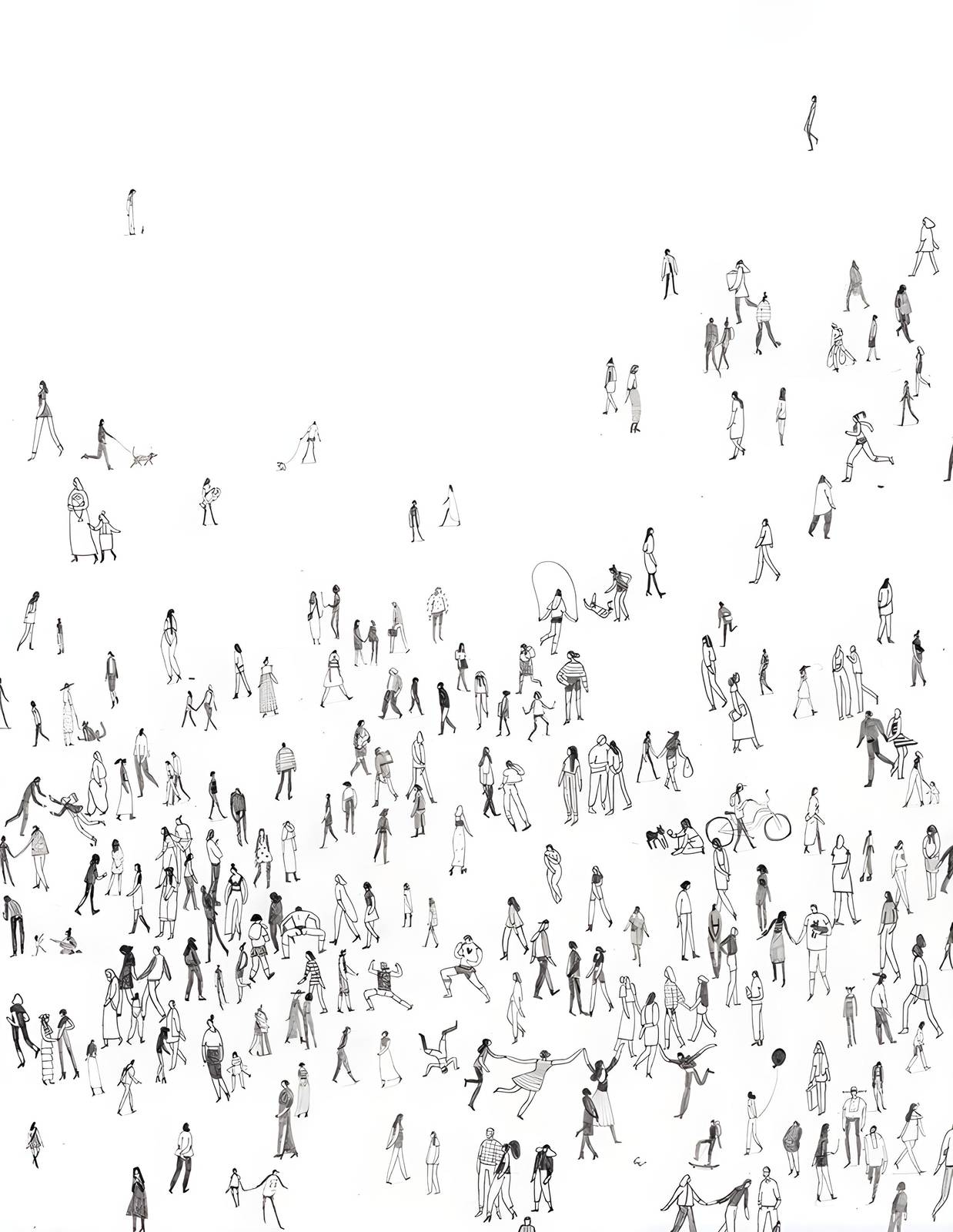 Abstract People Crowd Line Art Wall Art