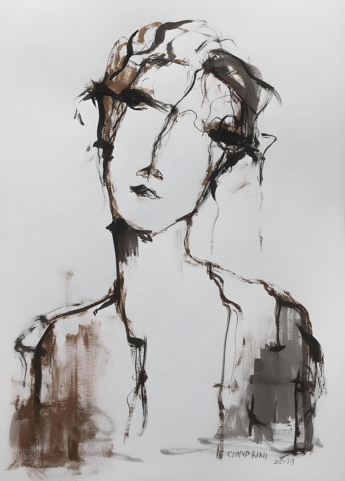 Expressive Portrait Sketch Wall Art