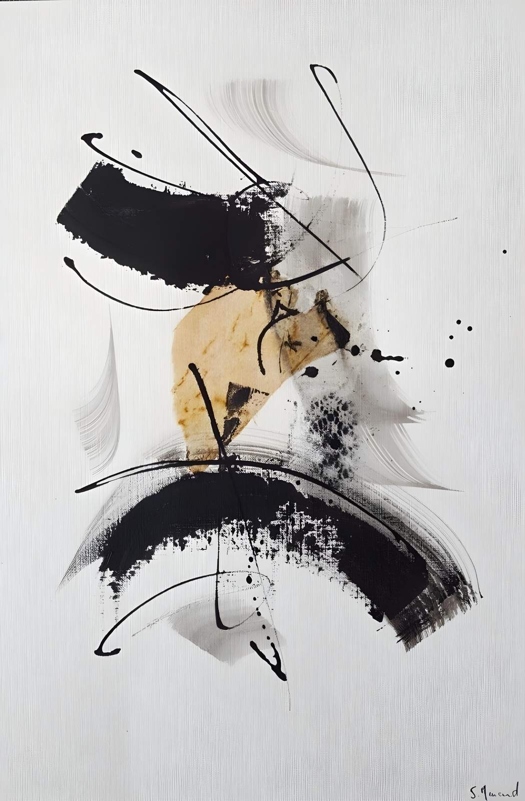 Abstract Ink Splash Black & Gold Wall Art
