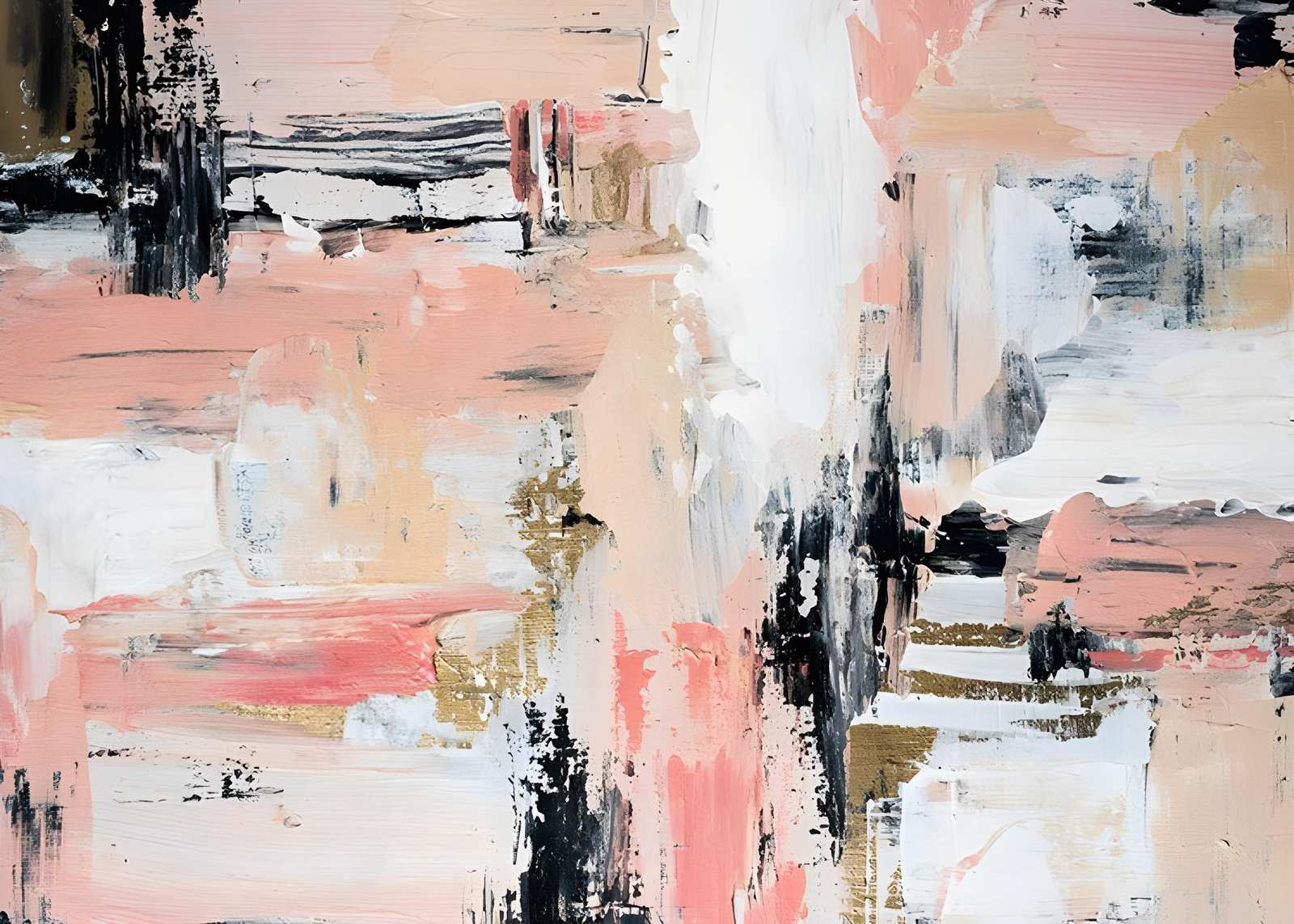 Blush & Gold Abstract Texture Wall Art