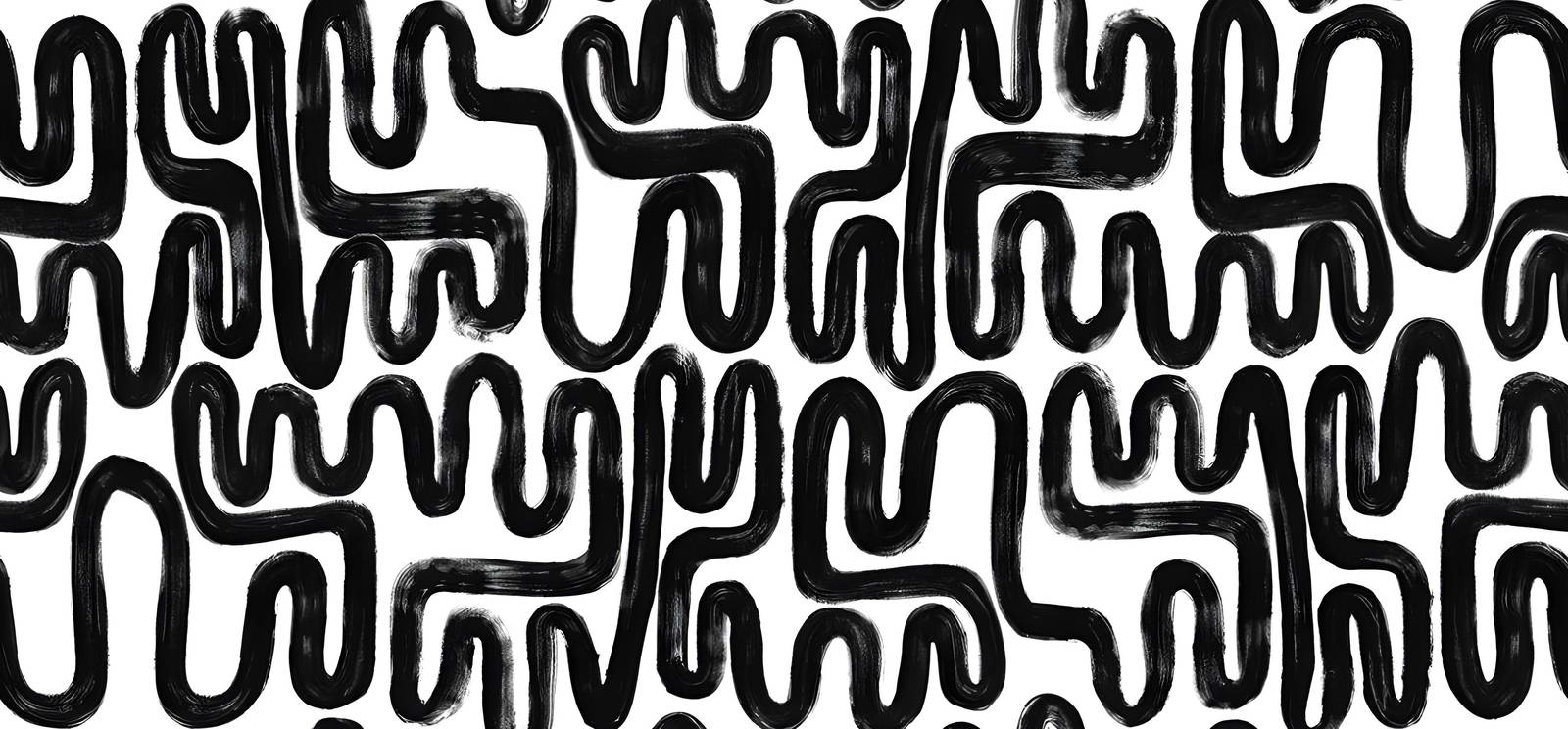Bold Black Abstract Waves Wall Art