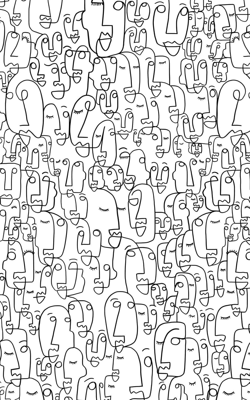 Abstract Faces Line Art Wall Art