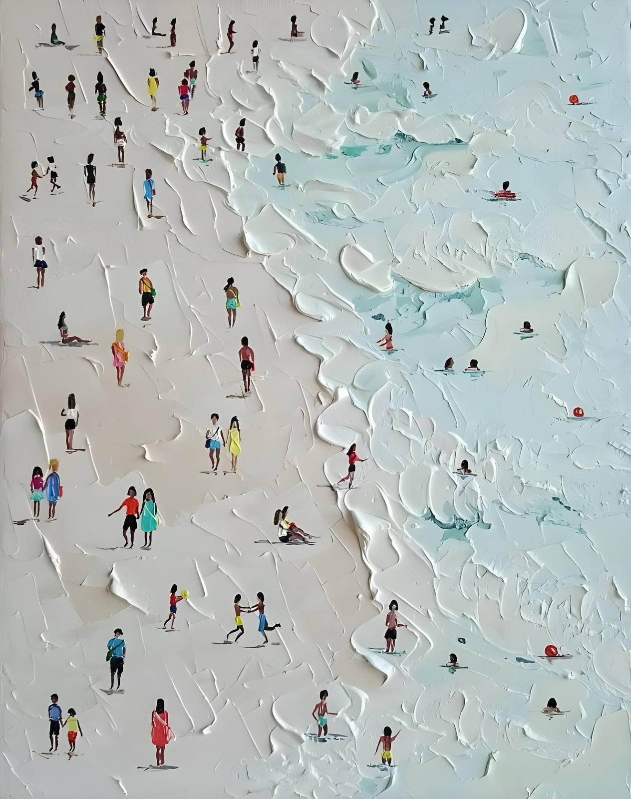 Summer Beach Scene Textured Wall Art