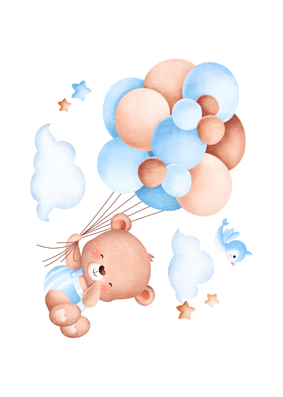Whimsical Bear Balloons Nursery Art Wall Art