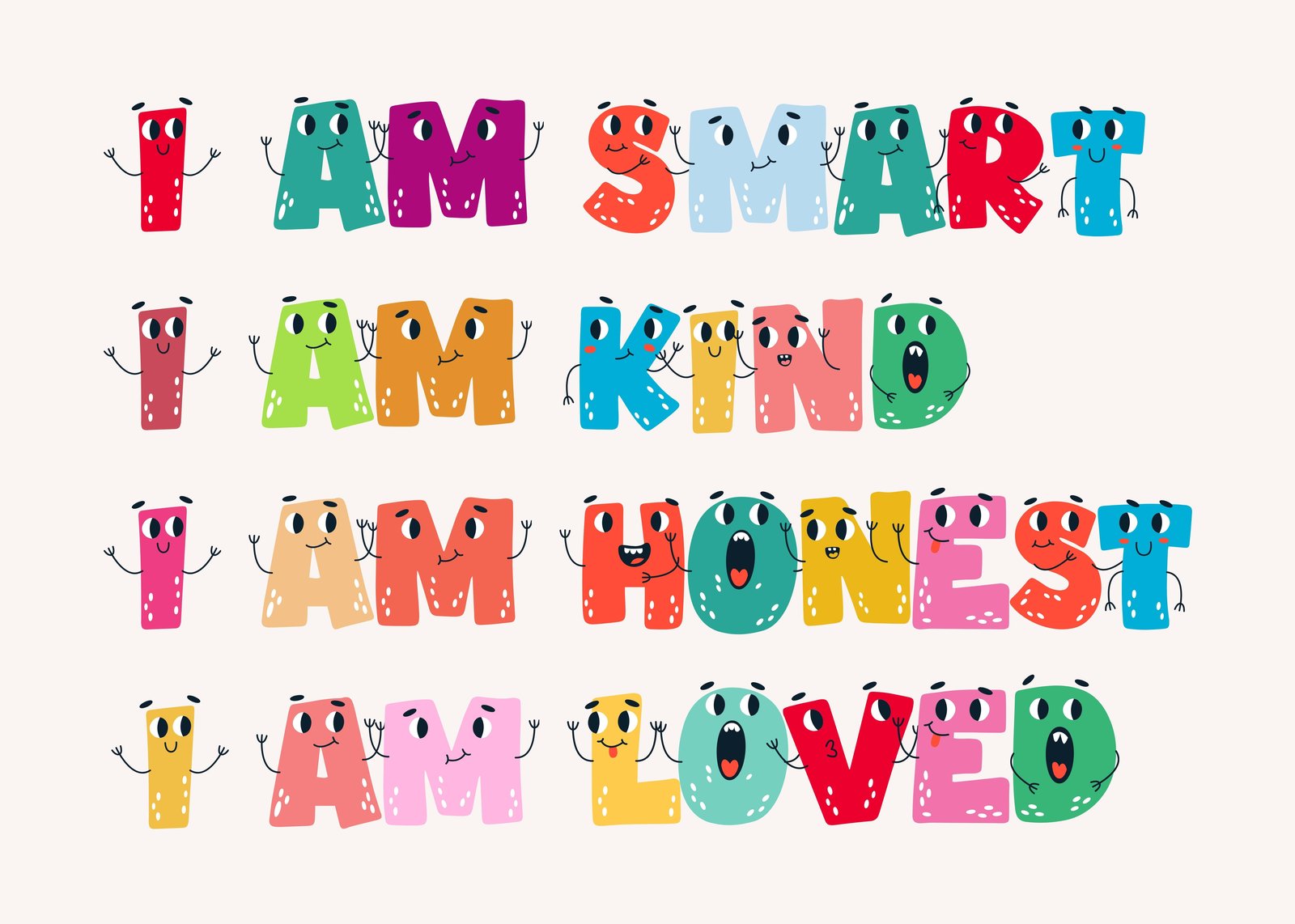 Positive Affirmation Character Wall Art for Kids