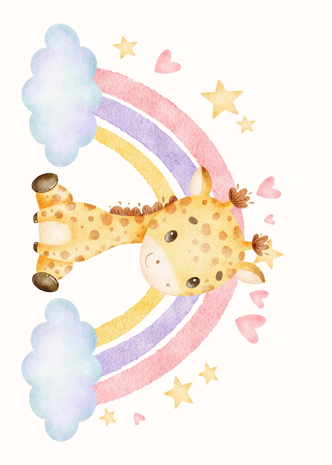 Cute Giraffe Rainbow Nursery Wall Art Wall Art