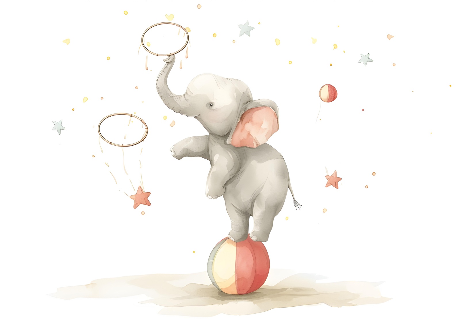 Whimsical Balancing Elephant Nursery Wall Art