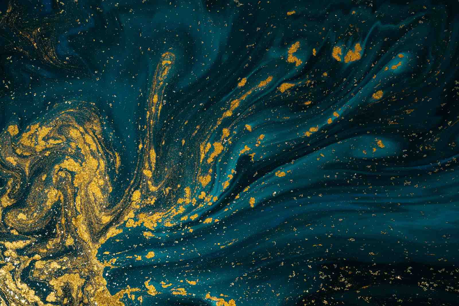 Teal & Gold Abstract Swirl Wall Art