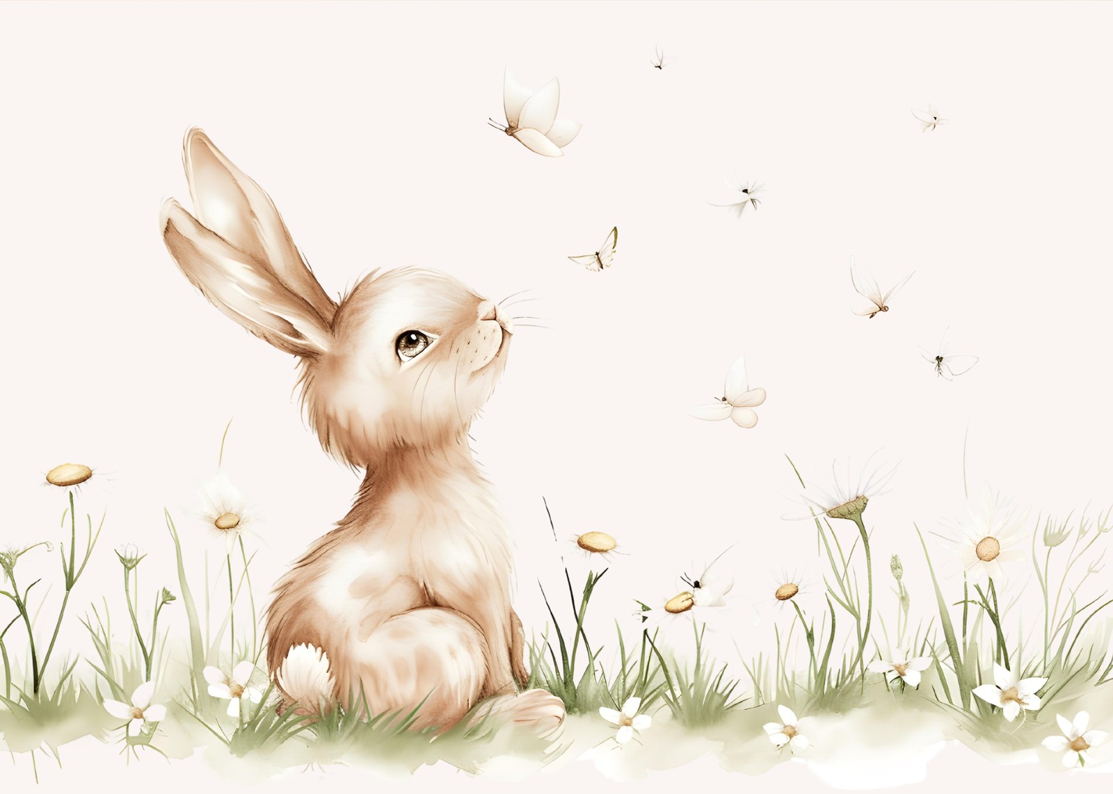 Dreamy Bunny & Butterfly Watercolor Wall Art