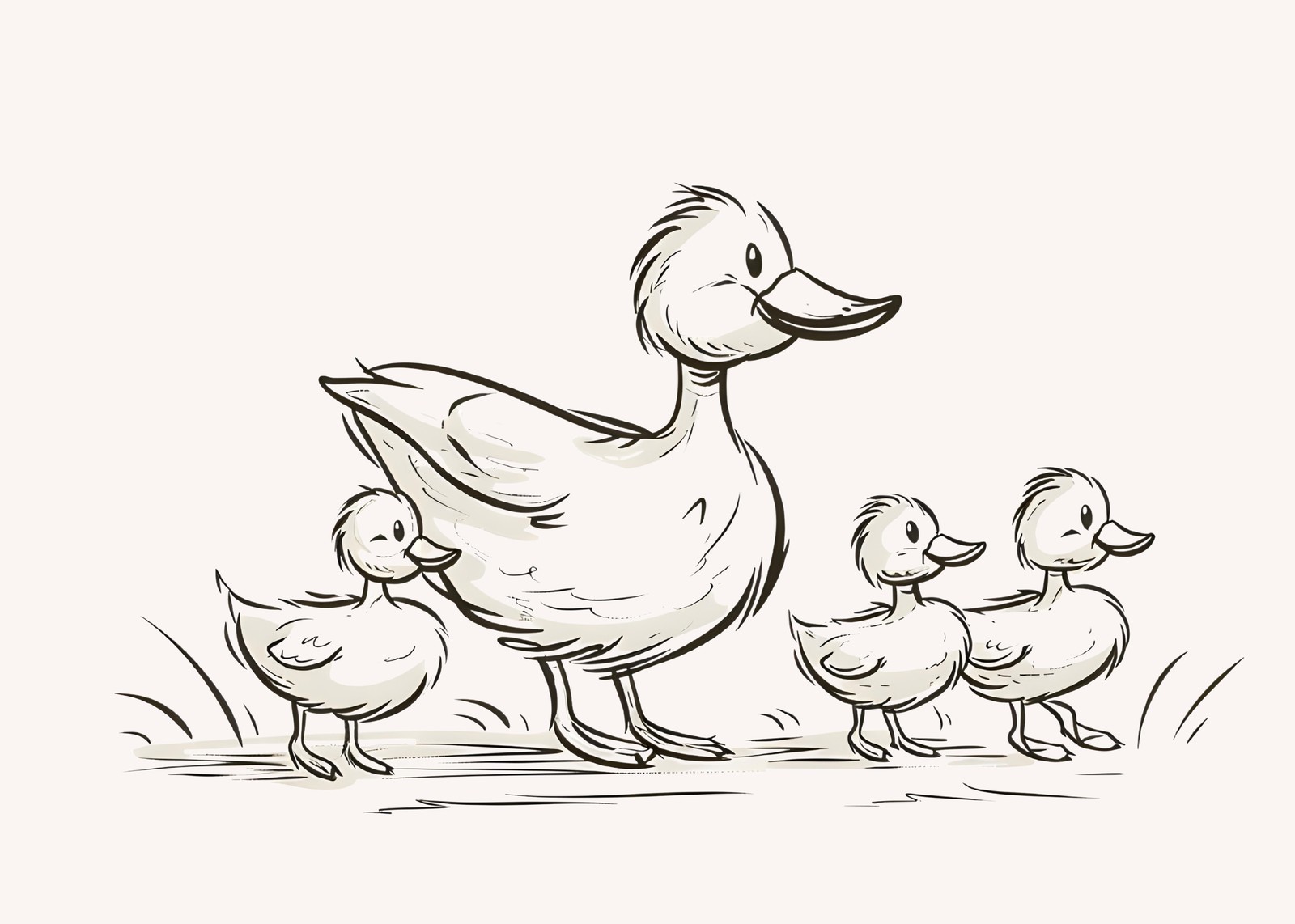 Charming Duck Family Sketch Wall Art