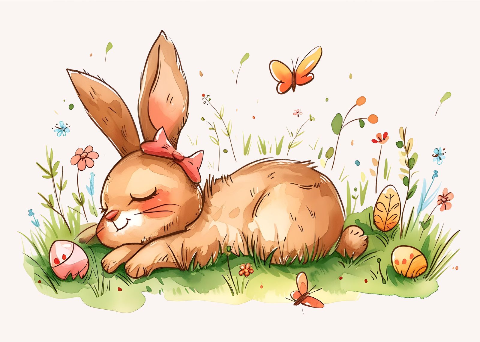 Adorable Sleeping Bunny Easter Art Wall Art