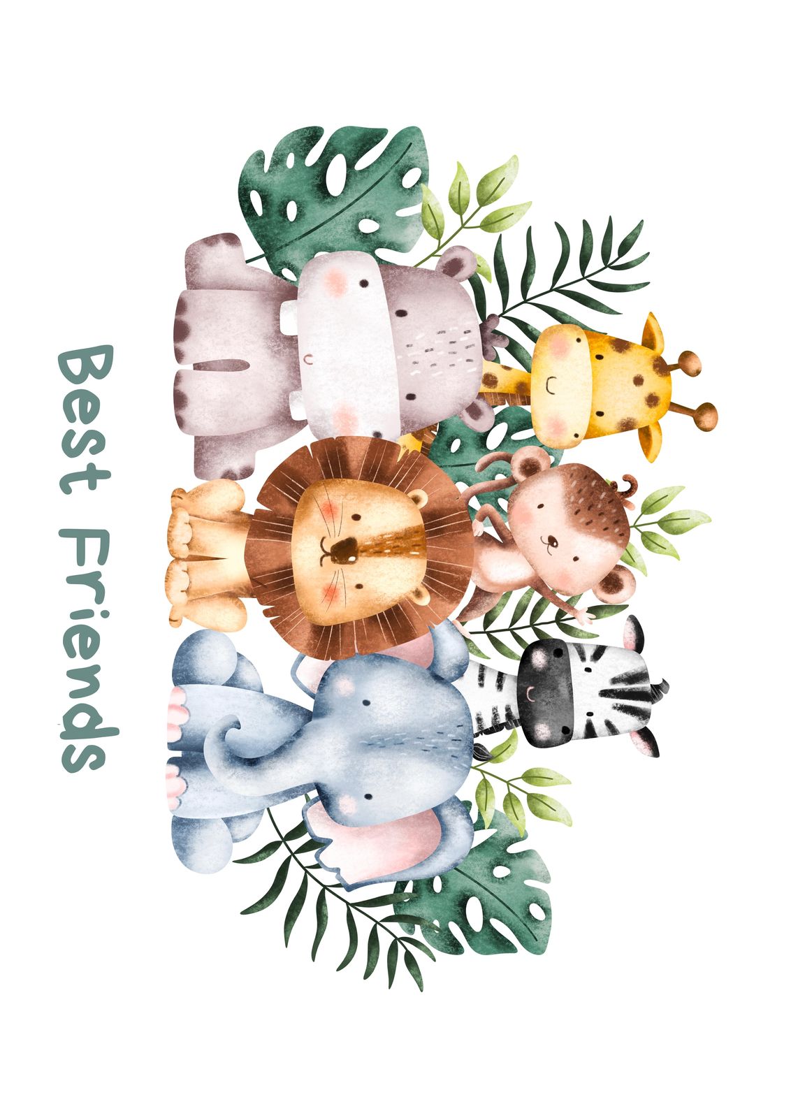 Cute Safari Animals "Best Friends" Wall Art