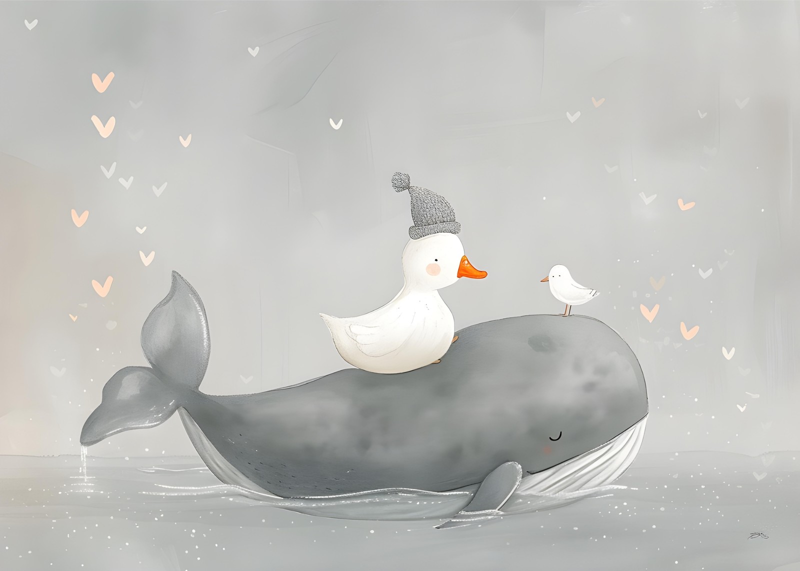Whimsical Duck & Whale Adventure Wall Art