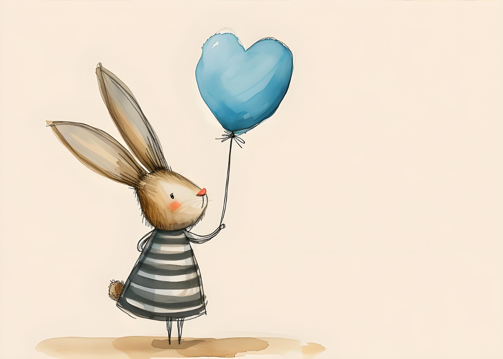 Cute Bunny with Heart Balloon Wall Art