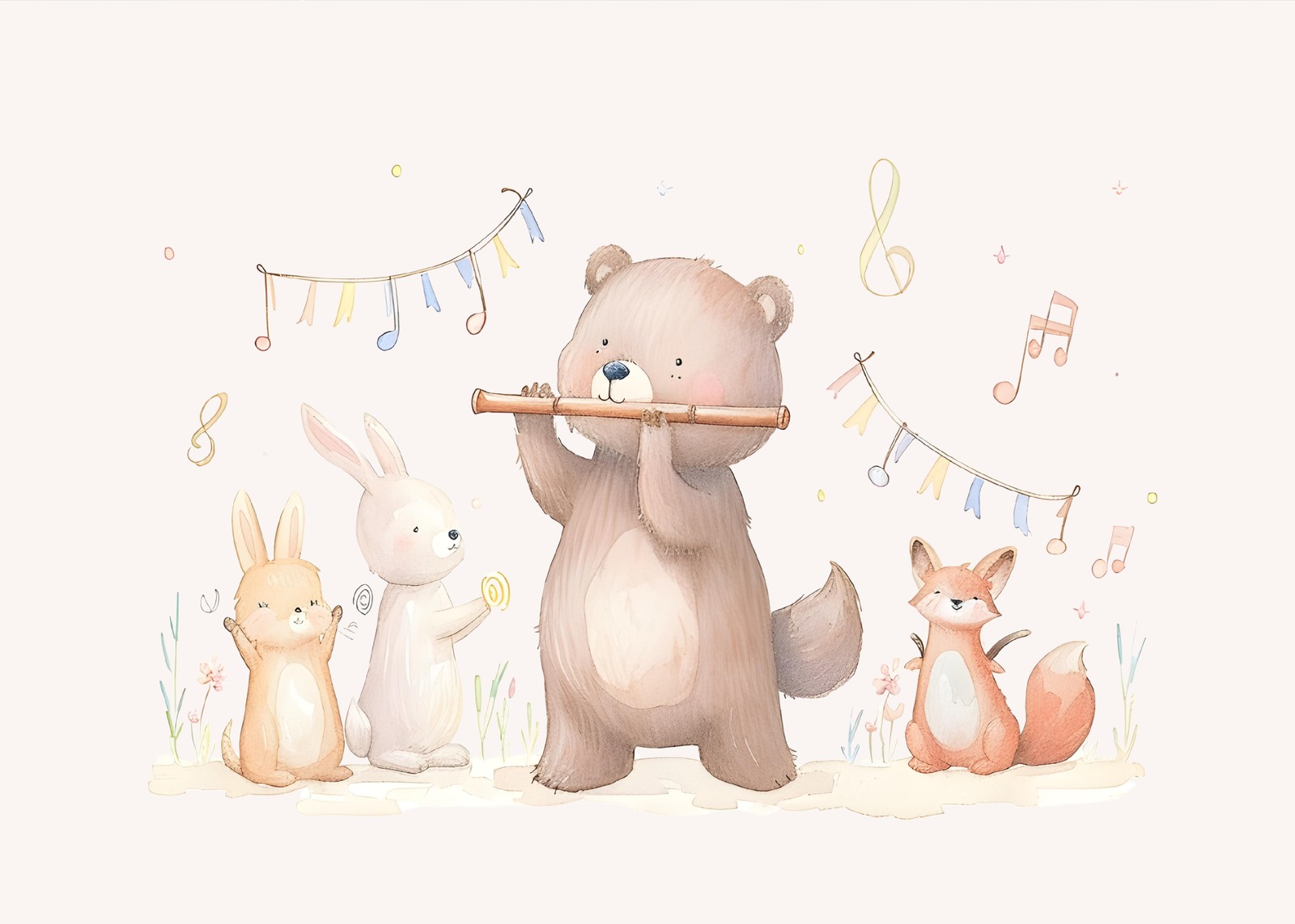 Whimsical Forest Friends Music Time Wall Art