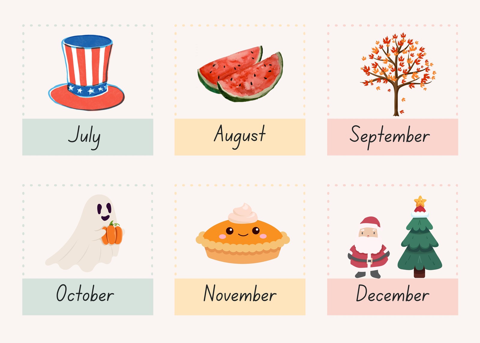 Cute Seasonal Months Wall Art