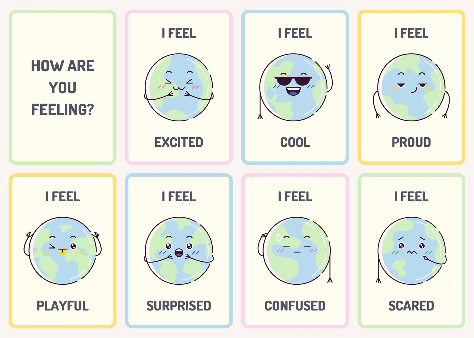 Emotions of Earth Cute Planet Wall Art