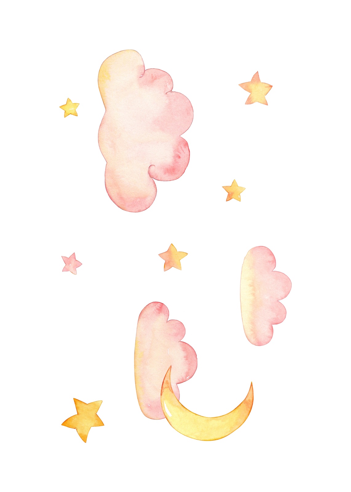 Dreamy Clouds & Stars Nursery Art Wall Art