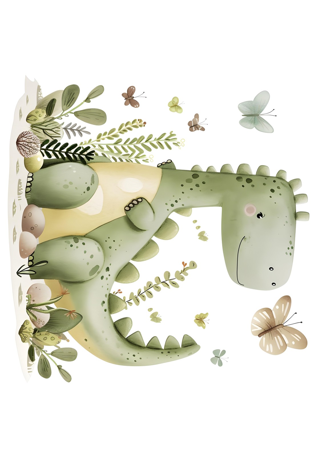 Adorable Dino & Butterflies Nursery Wall Art