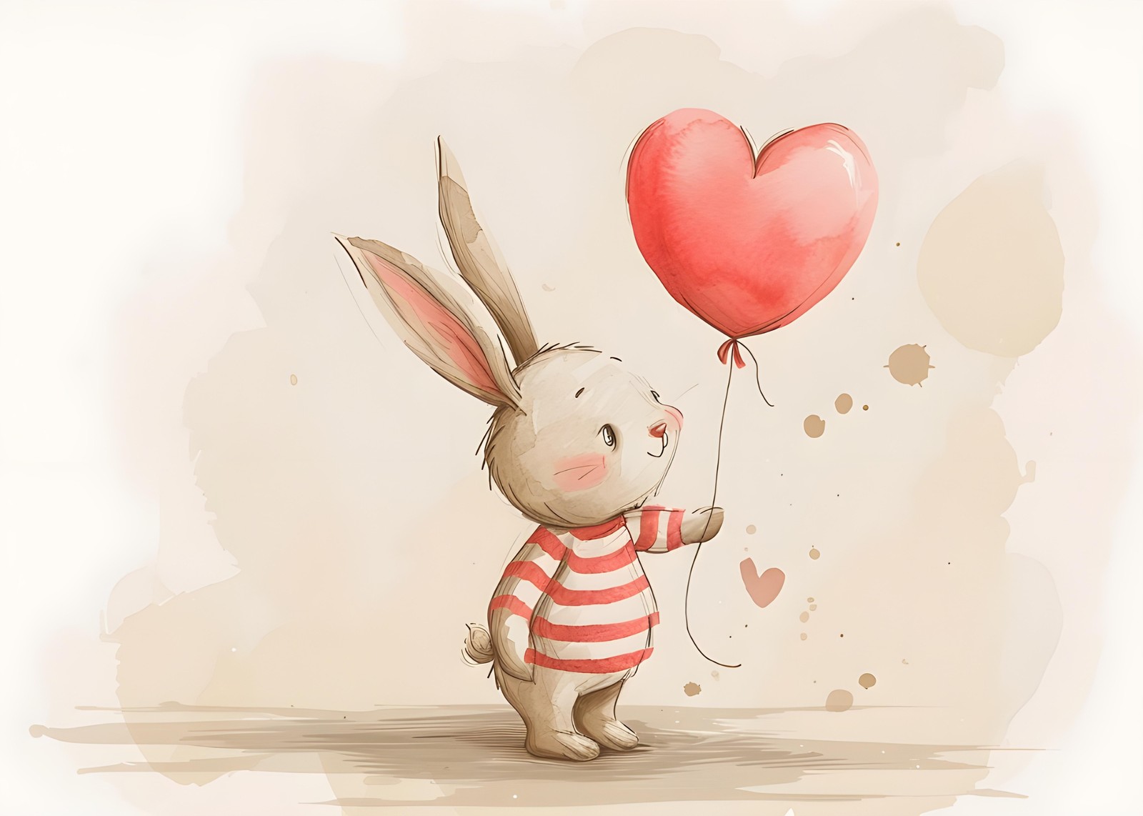 Cute Bunny with Heart Balloon Wall Art