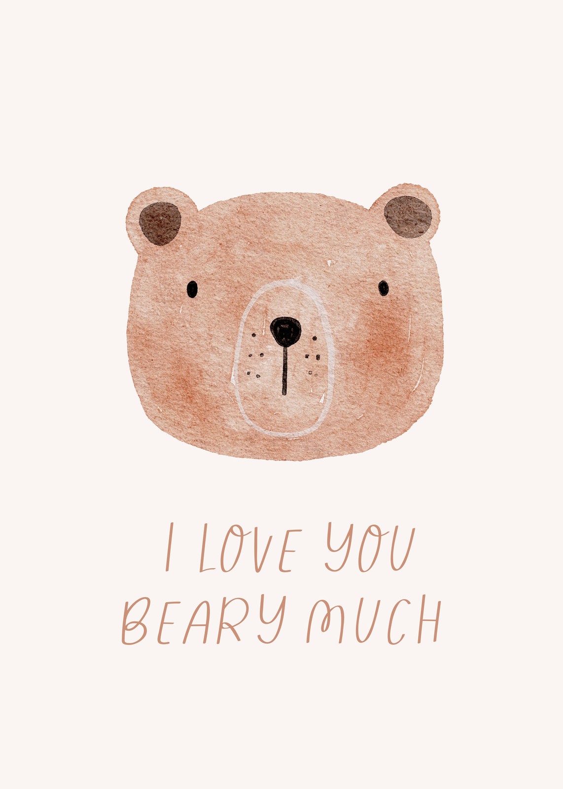 Cute Bear "Beary Much" Watercolour Wall Art