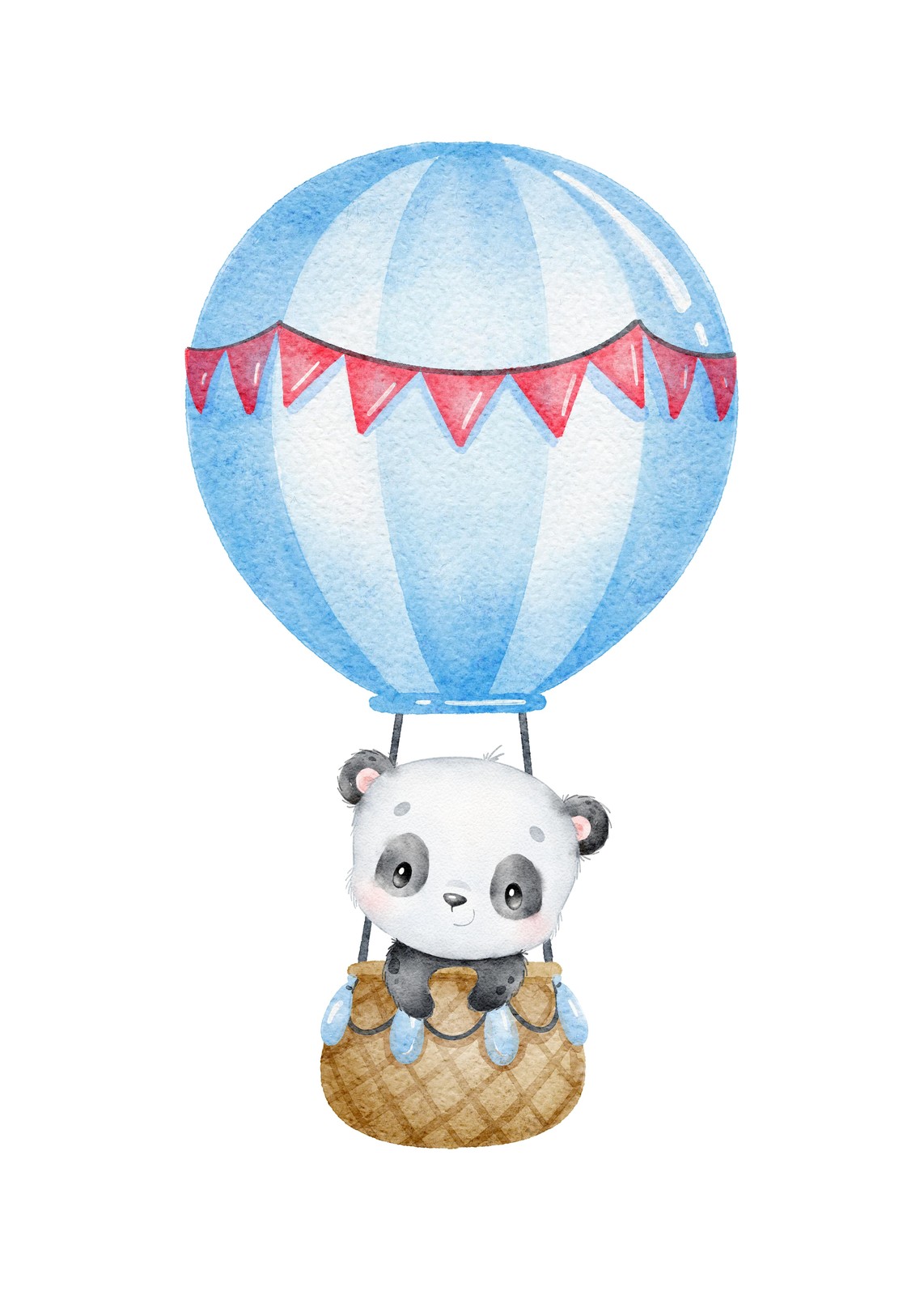 Adorable Panda Hot Air Balloon Wall Art for Kids