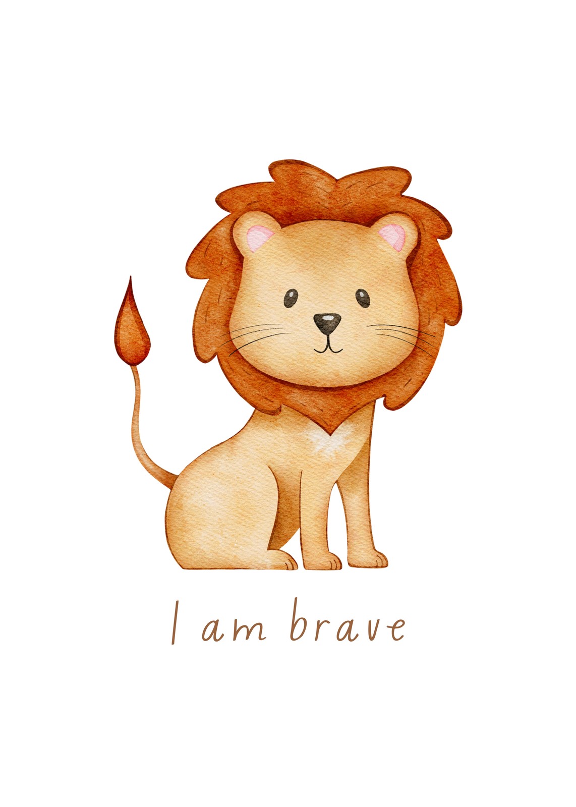 Cute Brave Lion Watercolour Nursery Art Wall Art