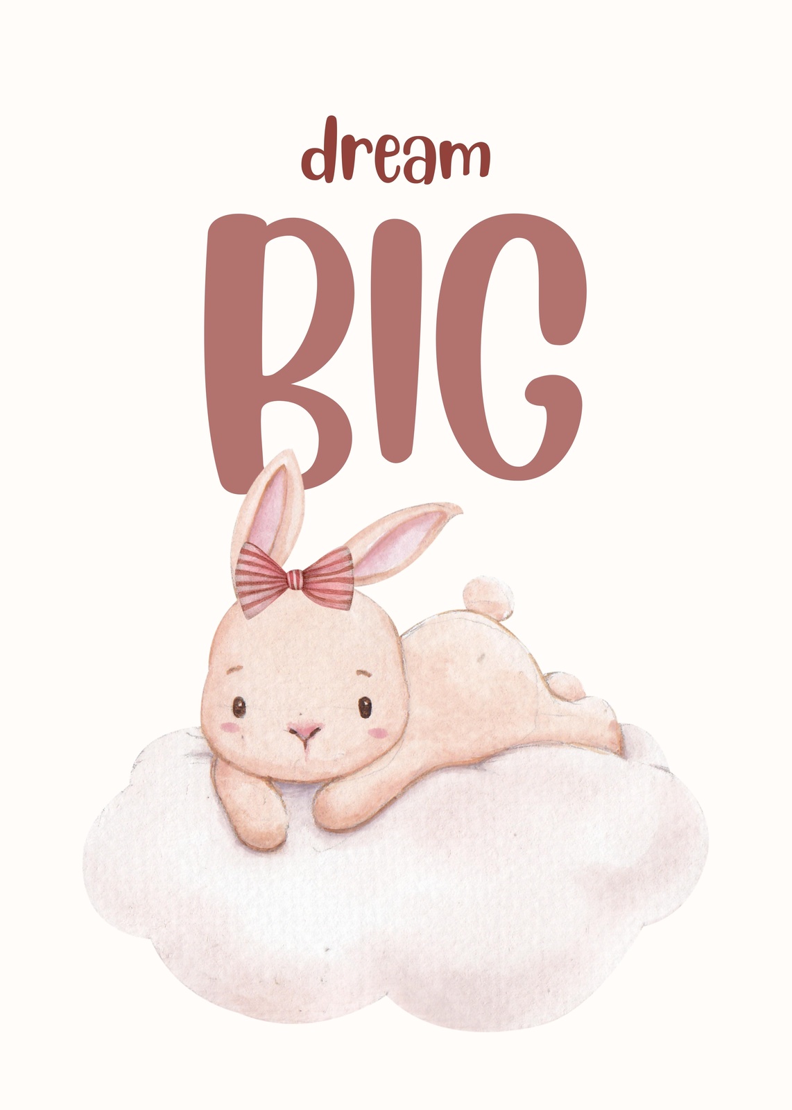 Dream Big Cute Bunny Nursery Art Wall Art