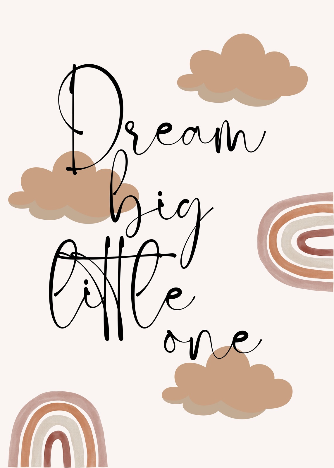 Boho Dream Big Little One Cloud Rainbow Wall Art