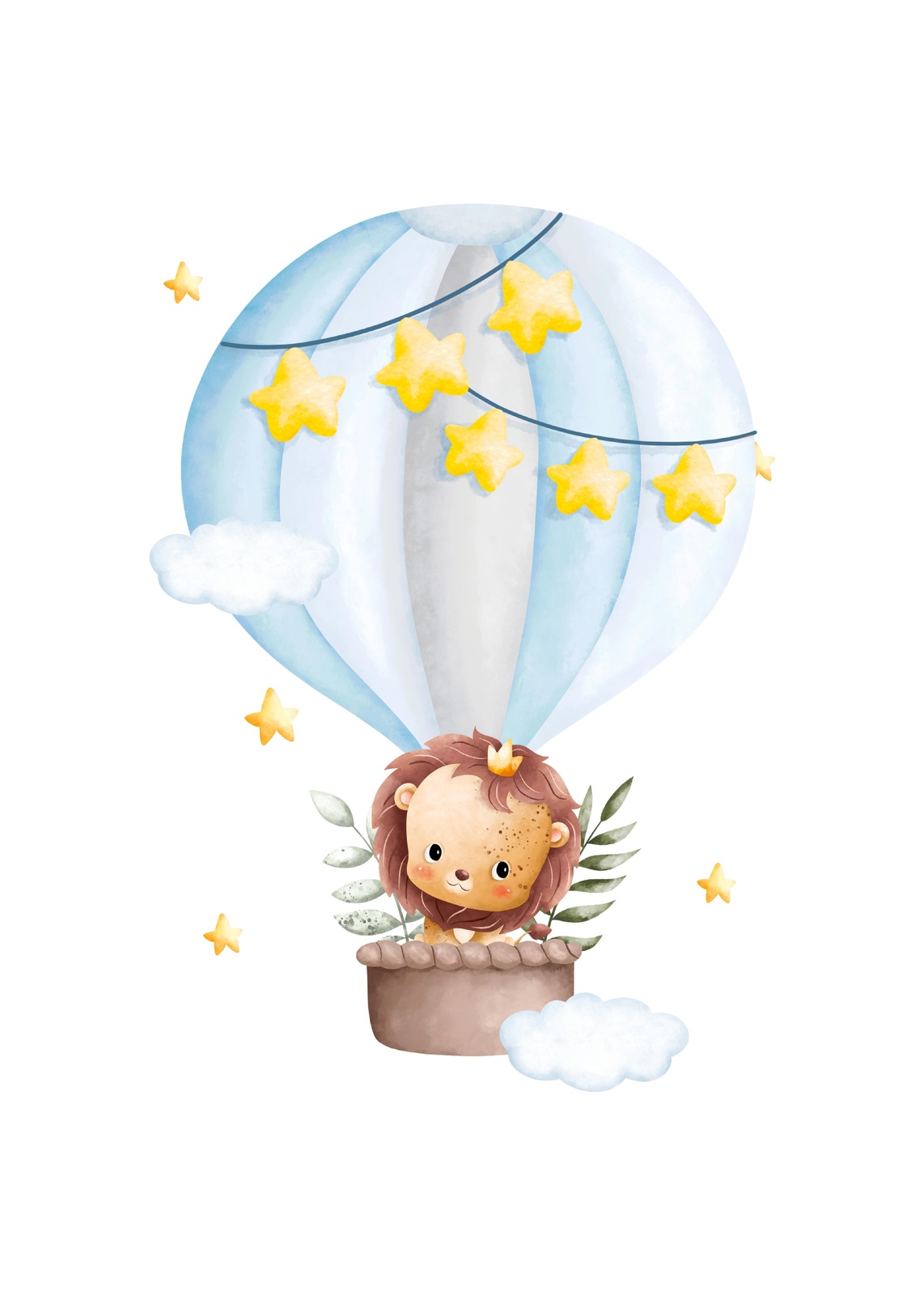 Cute Lion Hot Air Balloon Nursery Wall Art