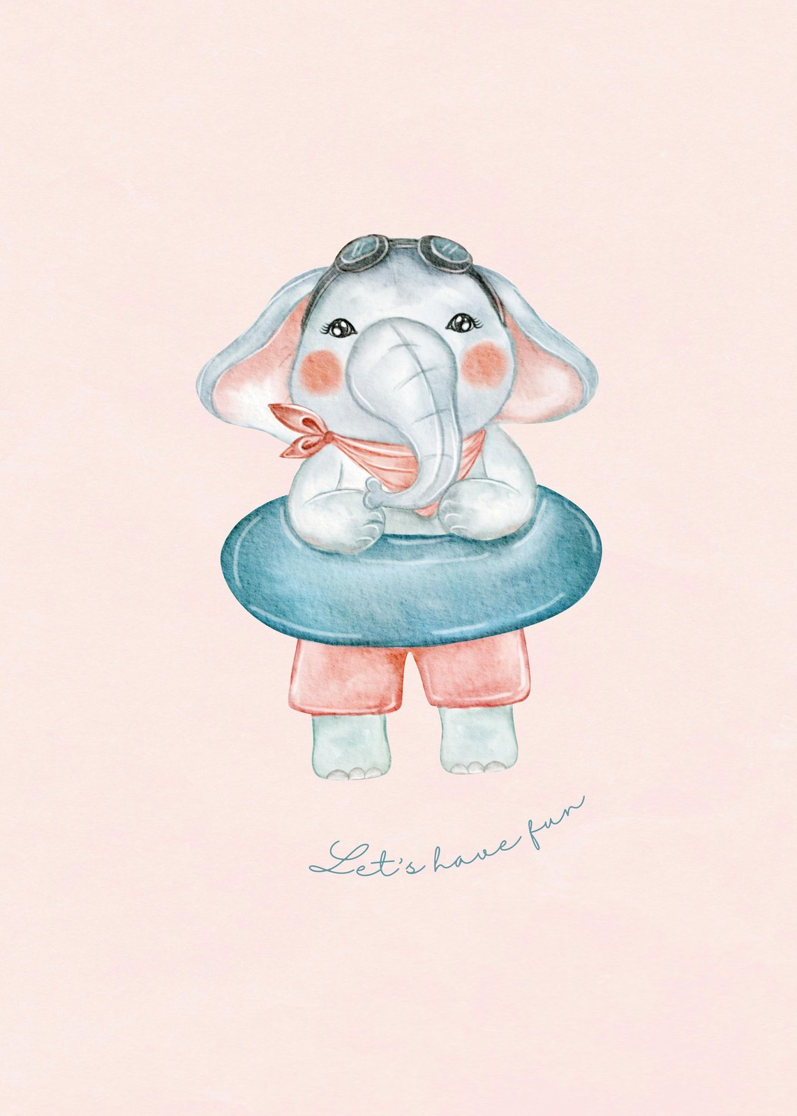 Cute Elephant "Let's Have Fun" Wall Art