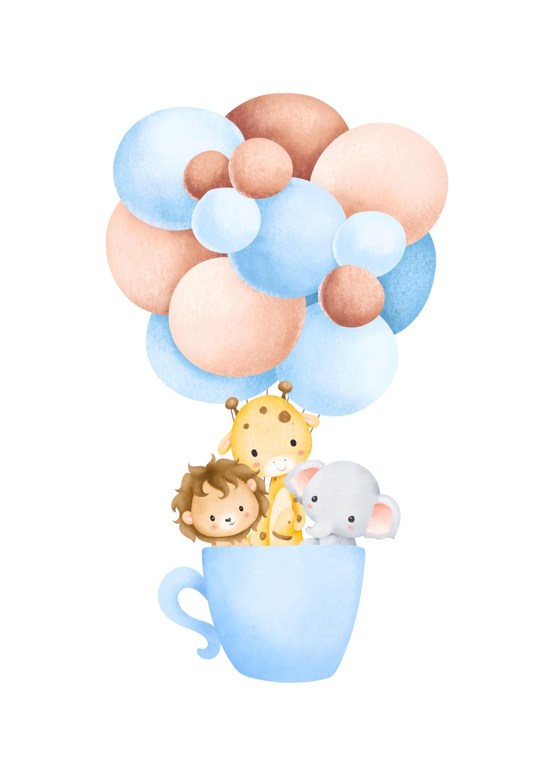 Cute Safari Animals in Cup Wall Art