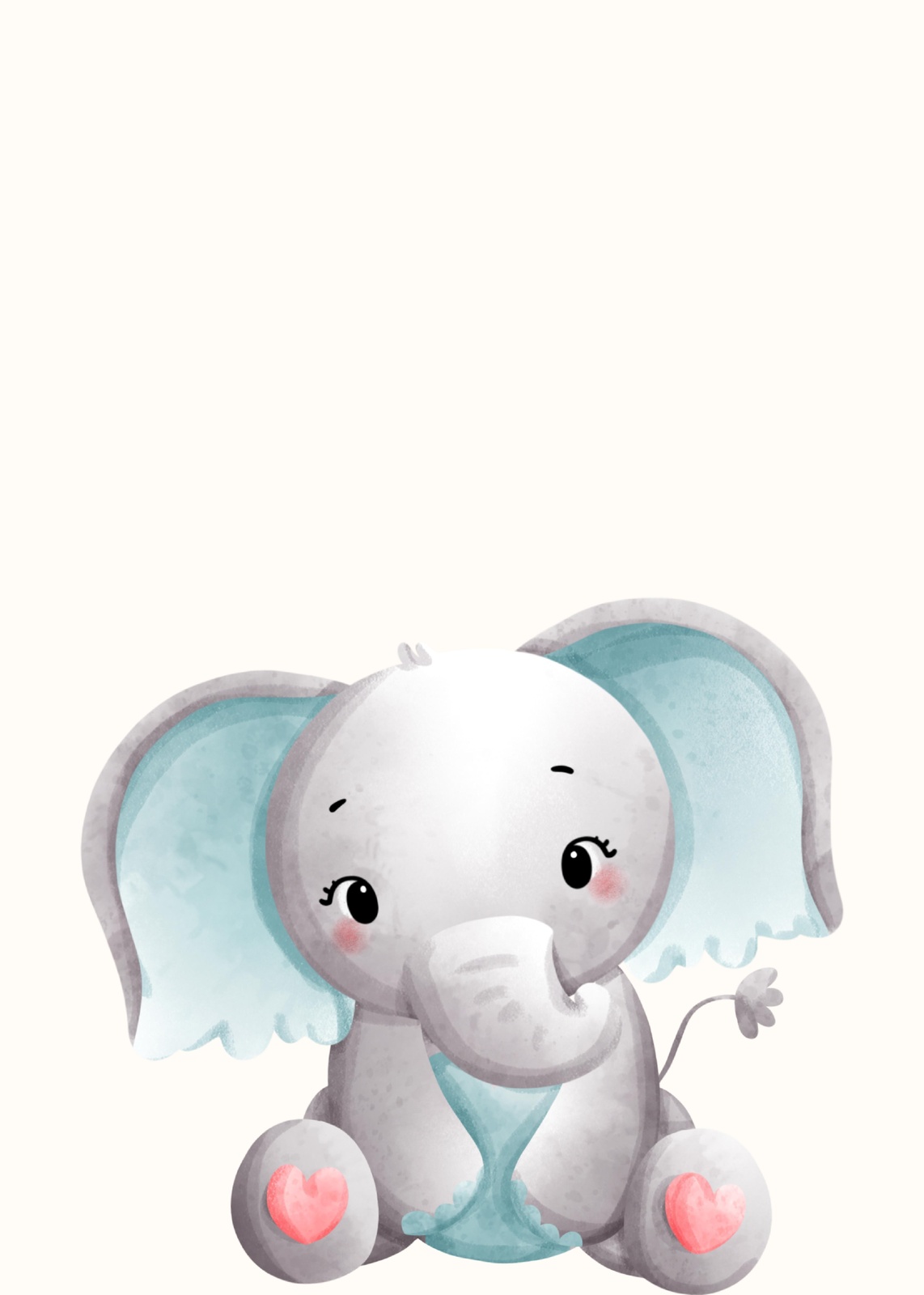 Adorable Baby Elephant Watercolor Wall Art