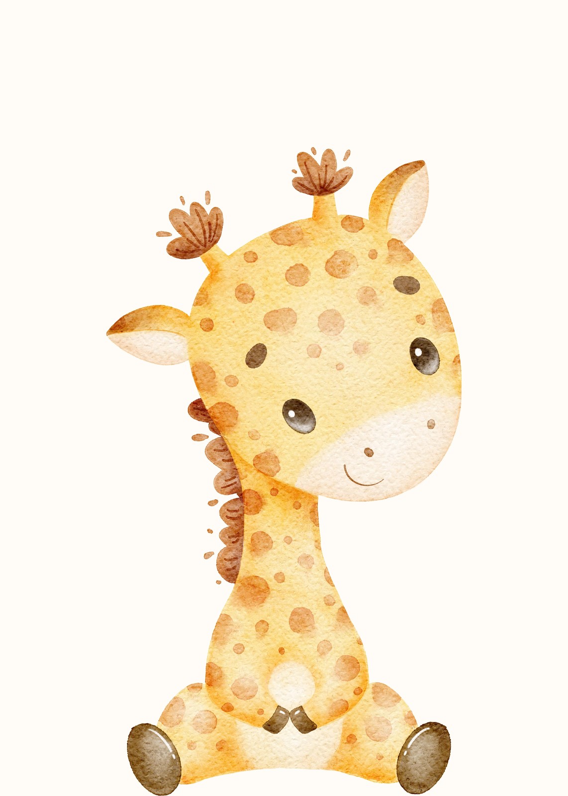 Cute Baby Giraffe Watercolor Nursery Wall Art