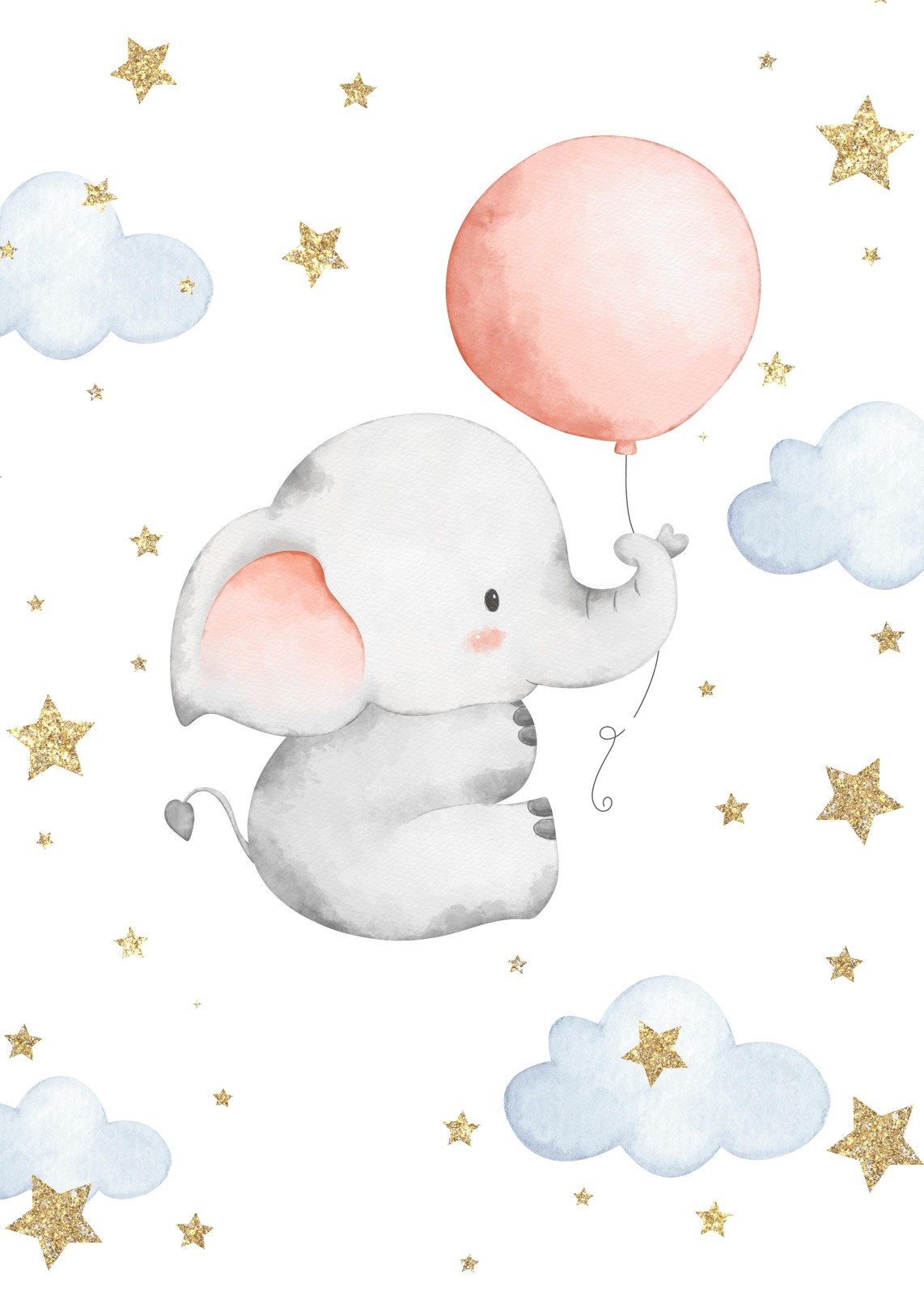 Whimsical Elephant Balloon Adventure Wall Art