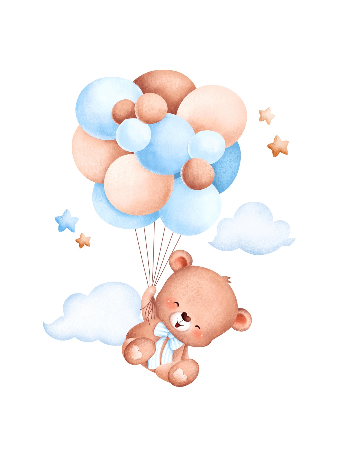 Adorable Teddy Bear Balloon Adventure Wall Art