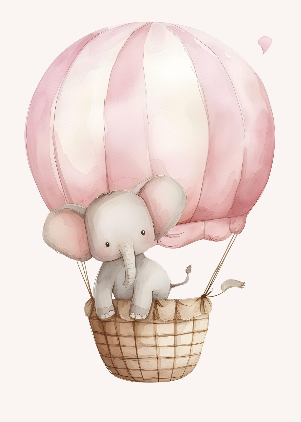 Adorable Elephant Hot Air Balloon Wall Art